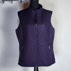 Relativity Outerwear Purple Fully Lined Poly Quilted Full Zip Puffer Vest Sz XL